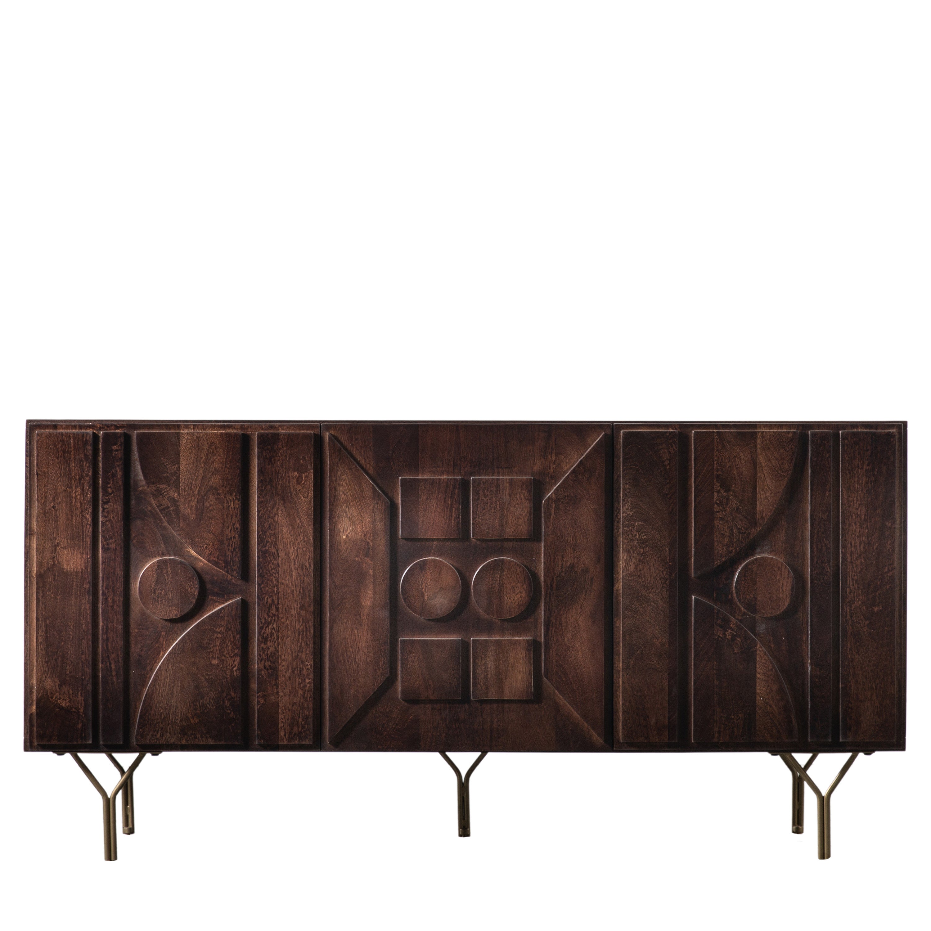 Bailee Geometric Dark Brown Mango Wood Sideboard